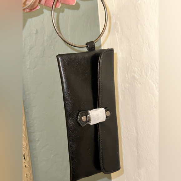 Vintage Y2K Victoria’s Secret Black Leatherette Satchel Handbag Pink Lining - Picture 11 of 15